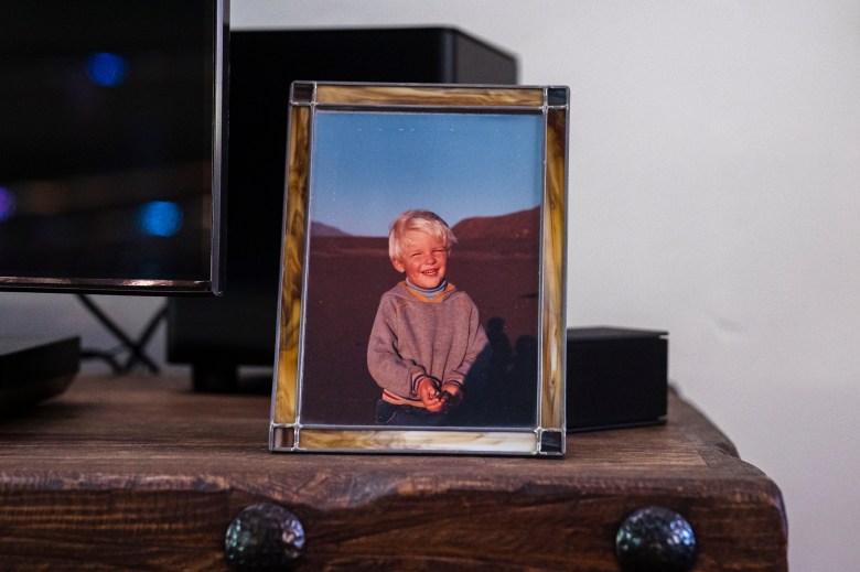 A picture of Ryan Mitchell in Baja California when he was between 4 and 5 years old in the living room of William and Leslie Mitchell in Lakeside, California on February 10, 2022. Photo by Ariana Drehsler for CalMatters